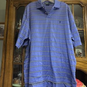 Polo By Ralph Lauren Golf Fit Men's Blue‎ Horizontal Stripe Size XL Polo Shirt
